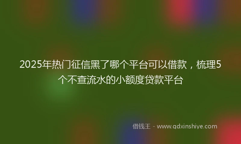 2025年热门征信黑了哪个平台可以借款，梳理5个不查流水的小额度贷款平台