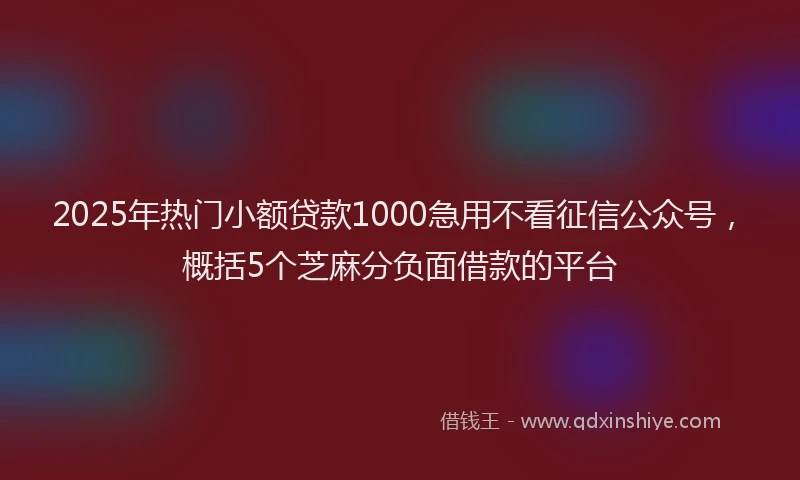 2025年热门小额贷款1000急用不看征信公众号，概括5个芝麻分负面借款的平台