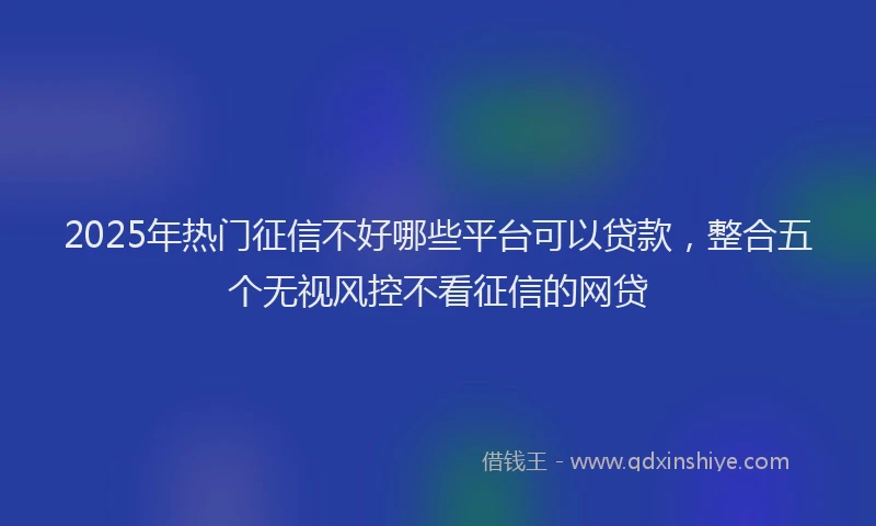 2025年热门征信不好哪些平台可以贷款，整合五个无视风控不看征信的网贷