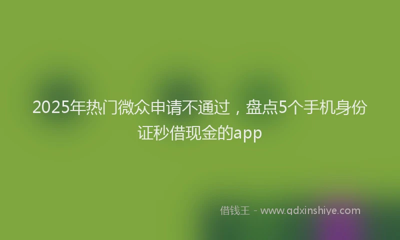 2025年热门微众申请不通过，盘点5个手机身份证秒借现金的app