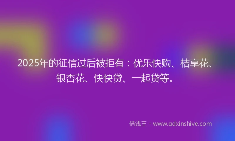 2025年的征信过后被拒有：优乐快购、桔享花、银杏花、快快贷、一起贷等。