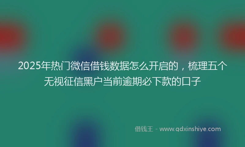 2025年热门微信借钱数据怎么开启的，梳理五个无视征信黑户当前逾期必下款的口子