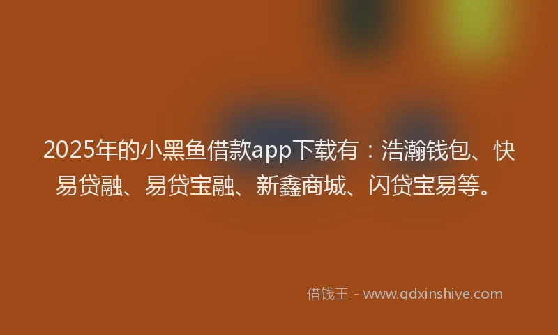 2025年的小黑鱼借款app下载有：浩瀚钱包、快易贷融、易贷宝融、新鑫商城、闪贷宝易等。