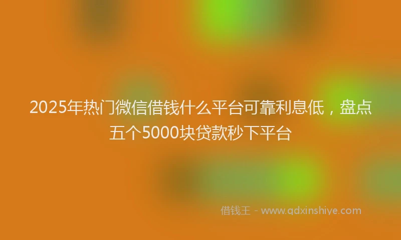 2025年热门微信借钱什么平台可靠利息低，盘点五个5000块贷款秒下平台