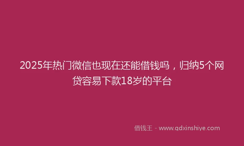 2025年热门微信也现在还能借钱吗，归纳5个网贷容易下款18岁的平台