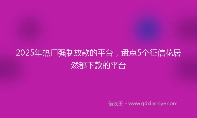2025年热门强制放款的平台，盘点5个征信花居然都下款的平台