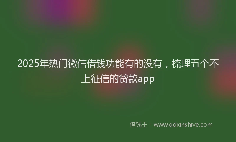 2025年热门微信借钱功能有的没有，梳理五个不上征信的贷款app