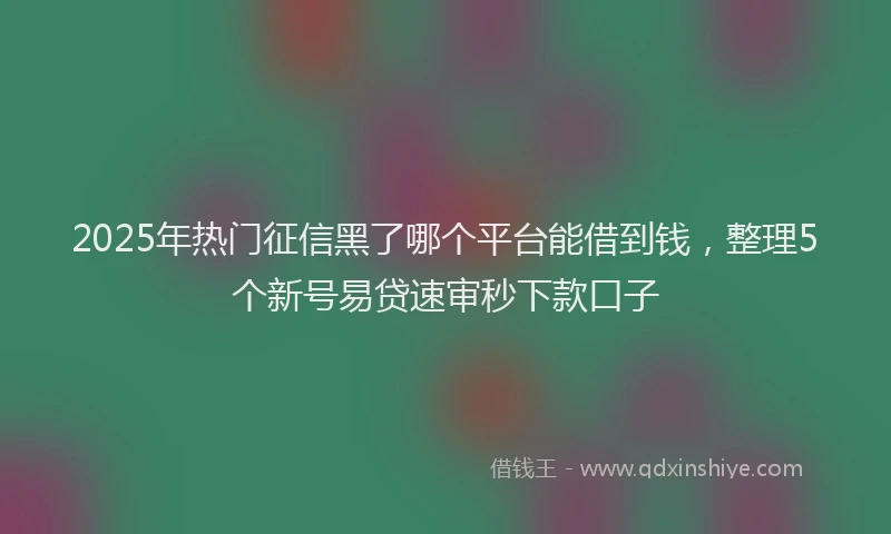 2025年热门征信黑了哪个平台能借到钱，整理5个新号易贷速审秒下款口子
