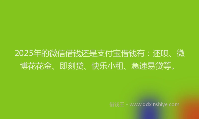 2025年的微信借钱还是支付宝借钱有：还呗、微博花花金、即刻贷、快乐小租、急速易贷等。