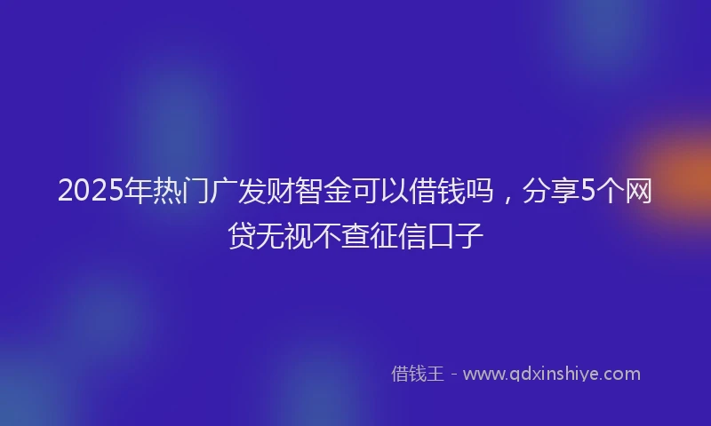 2025年热门广发财智金可以借钱吗，分享5个网贷无视不查征信口子