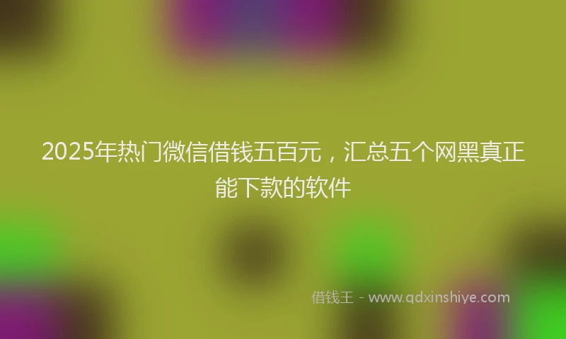 2025年热门微信借钱五百元，汇总五个网黑真正能下款的软件