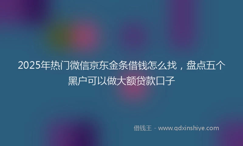 2025年热门微信京东金条借钱怎么找，盘点五个黑户可以做大额贷款口子