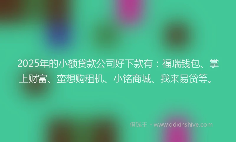 2025年的小额贷款公司好下款有：福瑞钱包、掌上财富、蛮想购租机、小铭商城、我来易贷等。