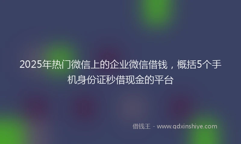 2025年热门微信上的企业微信借钱,概括5个手机身份证秒借现金的平台