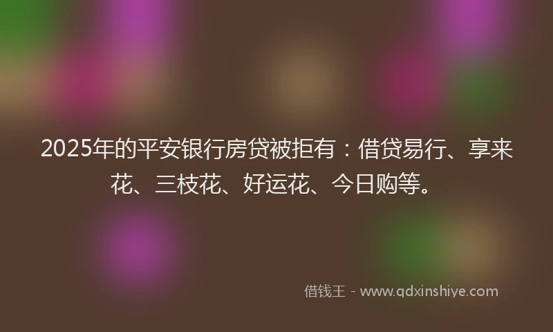 2025年的平安银行房贷被拒有：借贷易行、享来花、三枝花、好运花、今日购等。