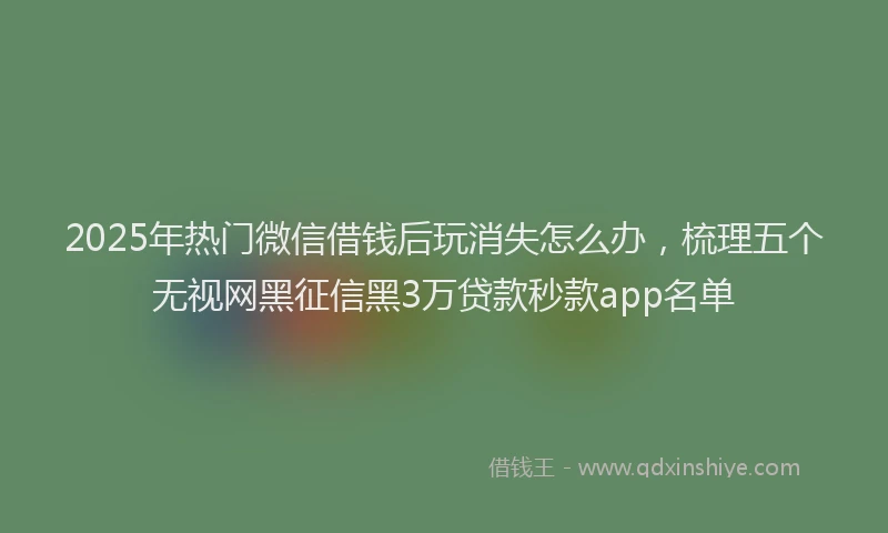 2025年热门微信借钱后玩消失怎么办，梳理五个无视网黑征信黑3万贷款秒款app名单