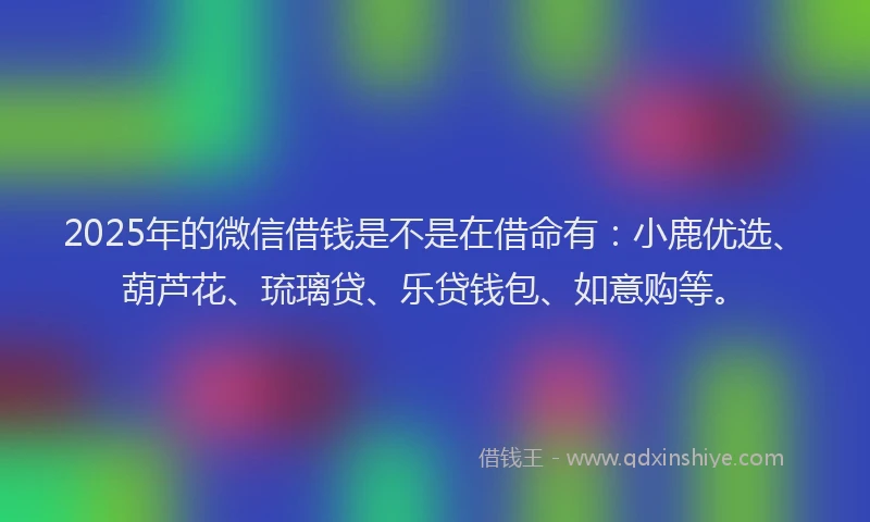 2025年的微信借钱是不是在借命有：小鹿优选、葫芦花、琉璃贷、乐贷钱包、如意购等。