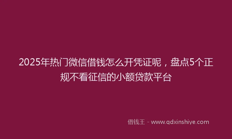 2025年热门微信借钱怎么开凭证呢，盘点5个正规不看征信的小额贷款平台
