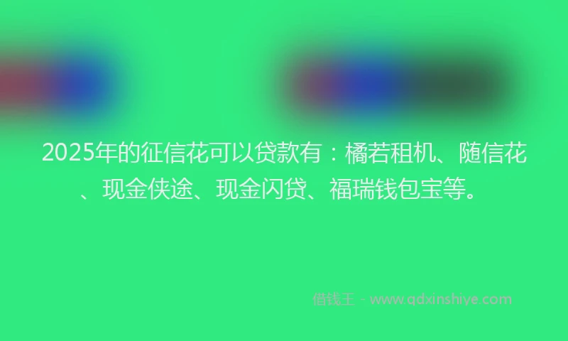 2025年的征信花可以贷款有：橘若租机、随信花、现金侠途、现金闪贷、福瑞钱包宝等。