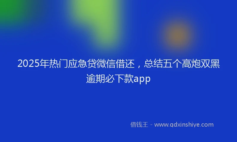 2025年热门应急贷微信借还，总结五个高炮双黑逾期必下款app