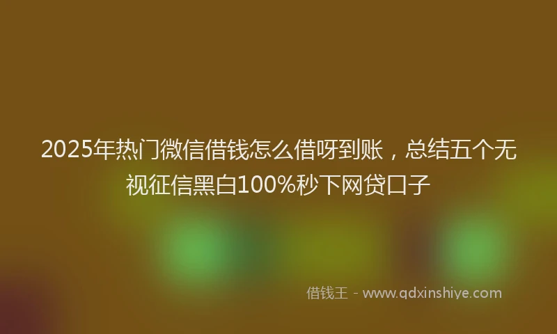 2025年热门微信借钱怎么借呀到账，总结五个无视征信黑白100%秒下网贷口子