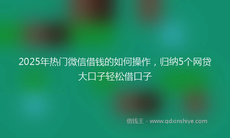 2025年热门微信借钱的如何操作，归纳5个网贷大口子轻松借口子