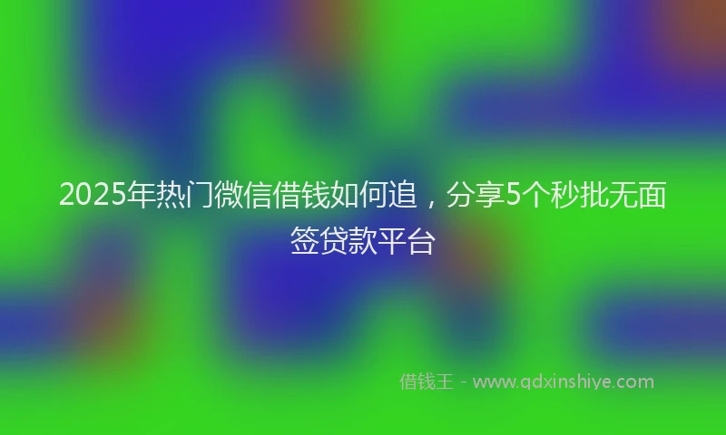 2025年热门微信借钱如何追，分享5个秒批无面签贷款平台