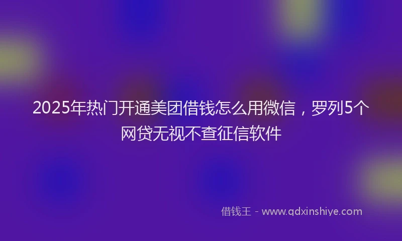 2025年热门开通美团借钱怎么用微信，罗列5个网贷无视不查征信软件