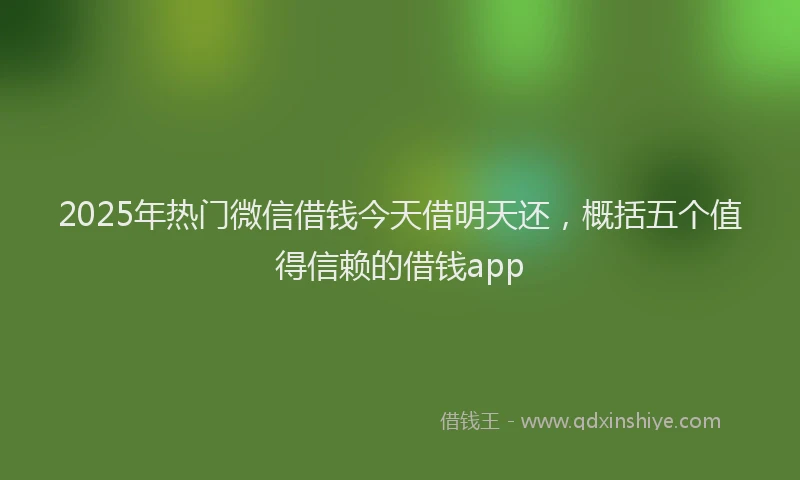 2025年热门微信借钱今天借明天还，概括五个值得信赖的借钱app