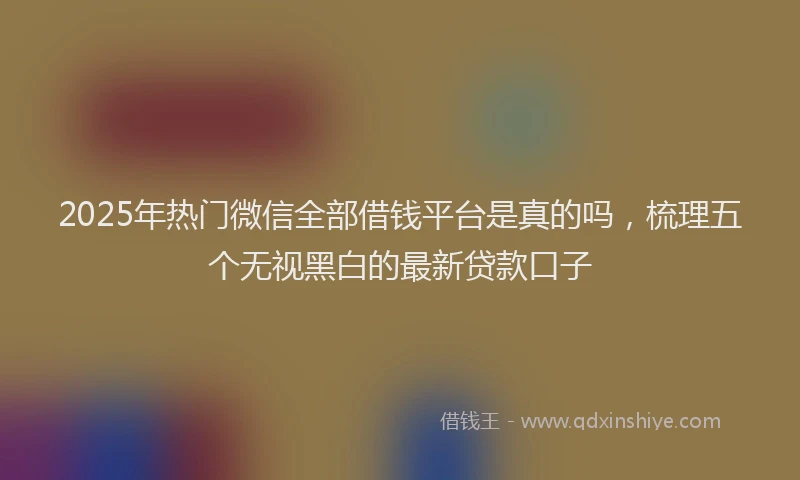 2025年热门微信全部借钱平台是真的吗，梳理五个无视黑白的最新贷款口子
