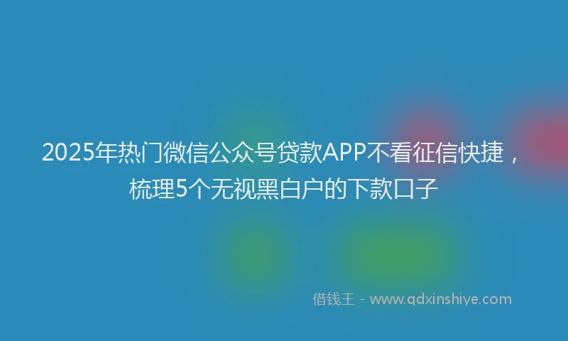 2025年热门微信公众号贷款APP不看征信快捷，梳理5个无视黑白户的下款口子