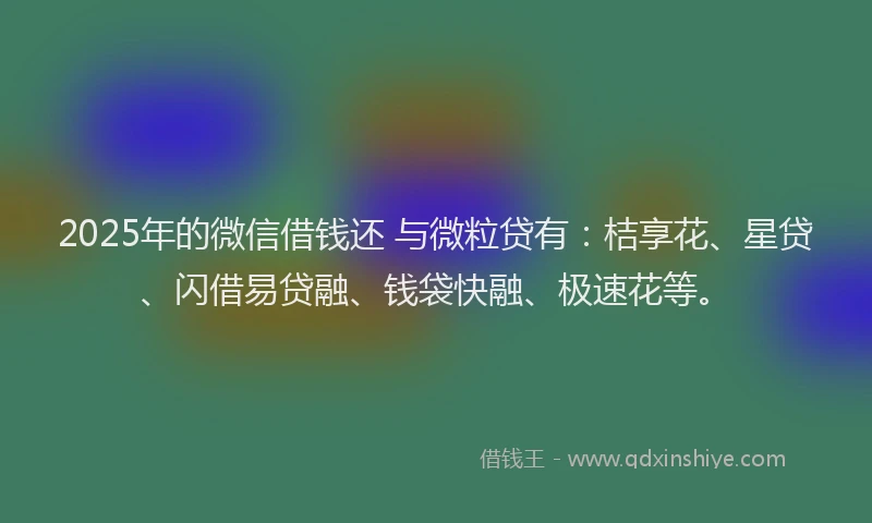 2025年的微信借钱还 与微粒贷有：桔享花、星贷、闪借易贷融、钱袋快融、极速花等。