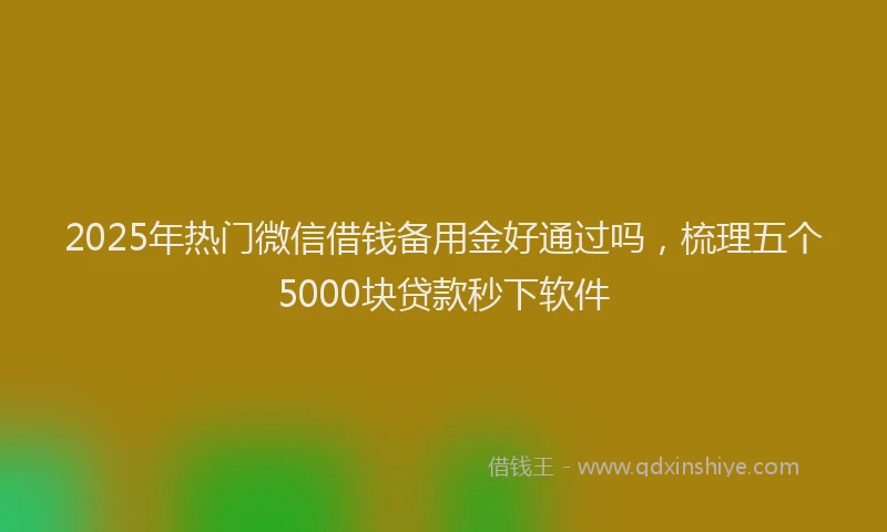 2025年热门微信借钱备用金好通过吗，梳理五个5000块贷款秒下软件
