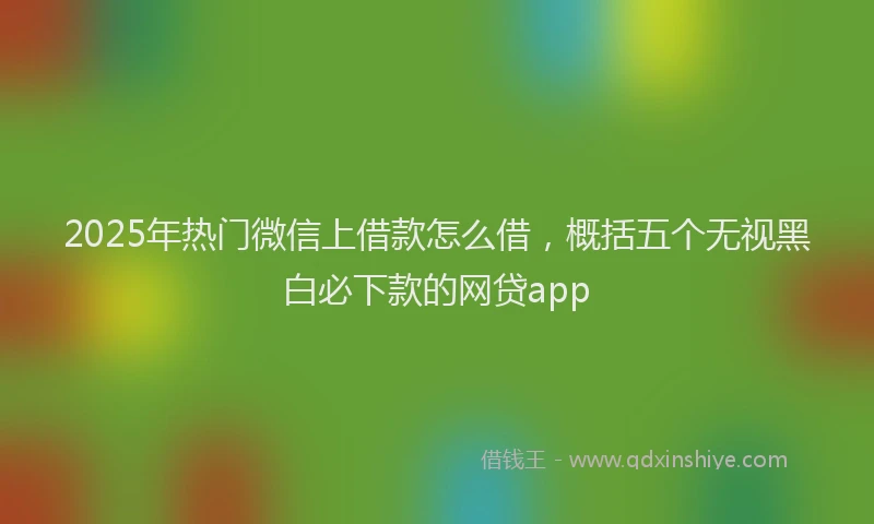 2025年热门微信上借款怎么借，概括五个无视黑白必下款的网贷app
