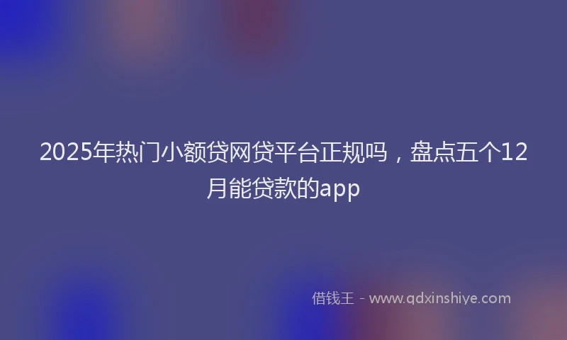 2025年热门小额贷网贷平台正规吗，盘点五个12月能贷款的app