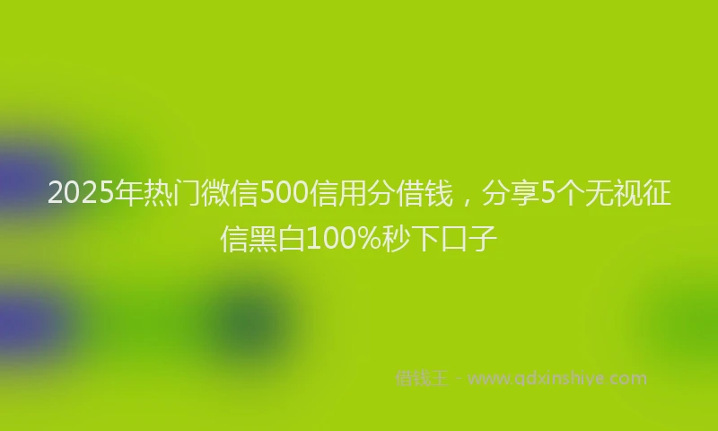 2025年热门微信500信用分借钱，分享5个无视征信黑白100%秒下口子