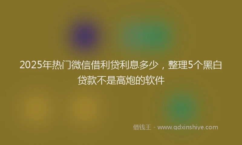 2025年热门微信借利贷利息多少，整理5个黑白贷款不是高炮的软件
