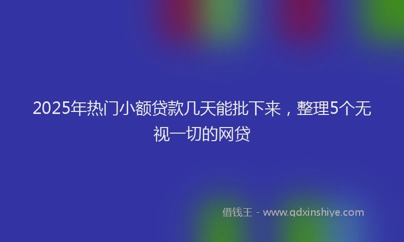 2025年热门小额贷款几天能批下来，整理5个无视一切的网贷