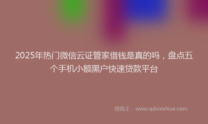 2025年热门微信云证管家借钱是真的吗，盘点五个手机小额黑户快速贷款平台