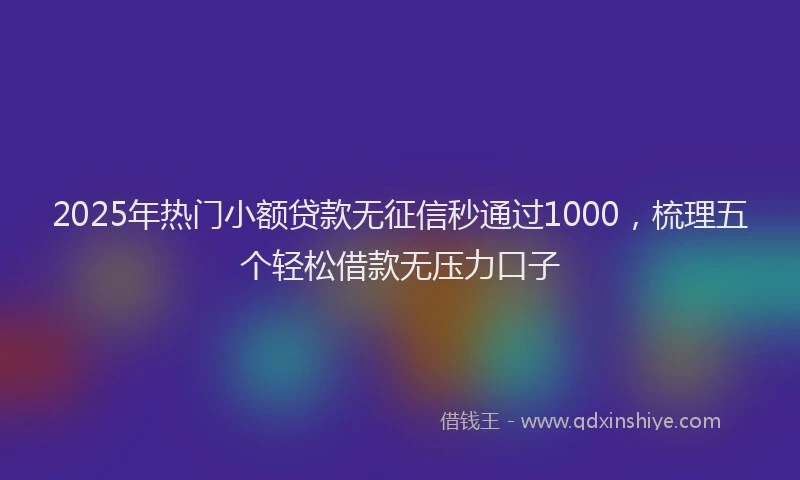 2025年热门小额贷款无征信秒通过1000，梳理五个轻松借款无压力口子