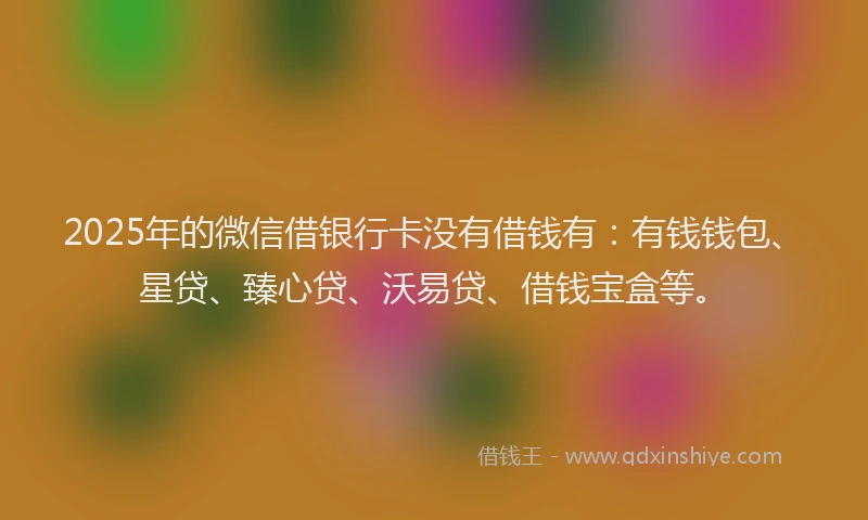 2025年的微信借银行卡没有借钱有：有钱钱包、星贷、臻心贷、沃易贷、借钱宝盒等。