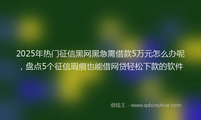 2025年热门征信黑网黑急需借款5万元怎么办呢，盘点5个征信瑕疵也能借网贷轻松下款的软件