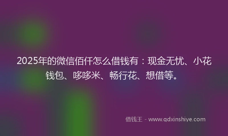 2025年的微信佰仟怎么借钱有：现金无忧、小花钱包、哆哆米、畅行花、想借等。