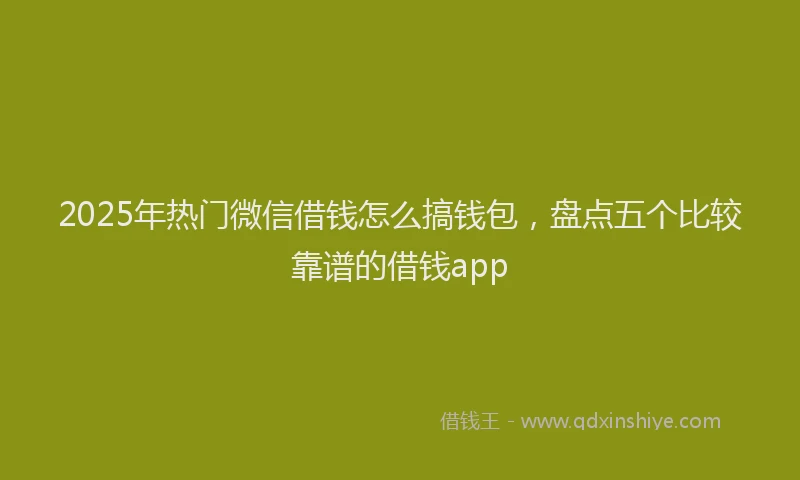 2025年热门微信借钱怎么搞钱包，盘点五个比较靠谱的借钱app