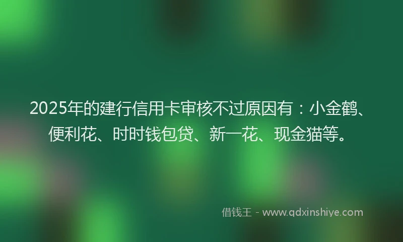2025年的建行信用卡审核不过原因有：小金鹤、便利花、时时钱包贷、新一花、现金猫等。