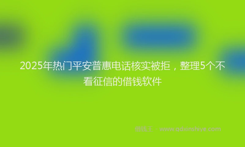 2025年热门平安普惠电话核实被拒，整理5个不看征信的借钱软件
