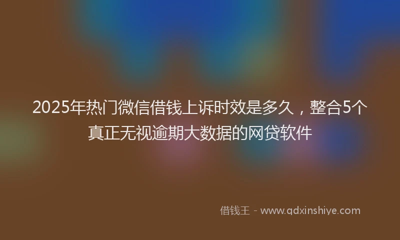 2025年热门微信借钱上诉时效是多久，整合5个真正无视逾期大数据的网贷软件