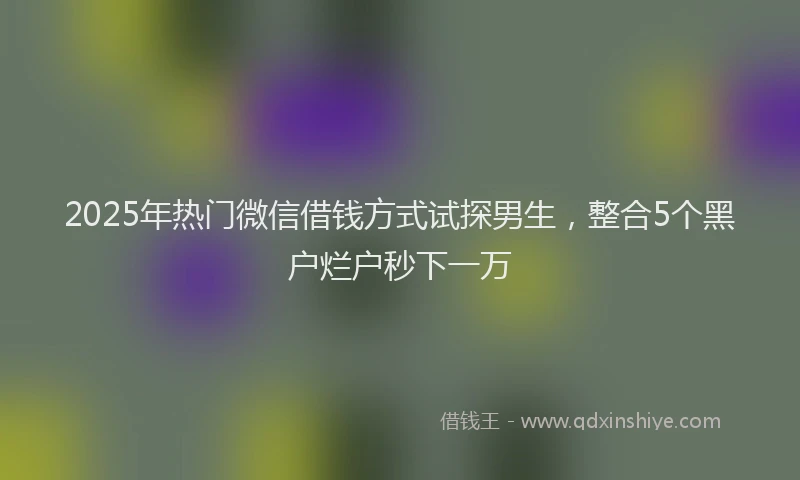 2025年热门微信借钱方式试探男生，整合5个黑户烂户秒下一万