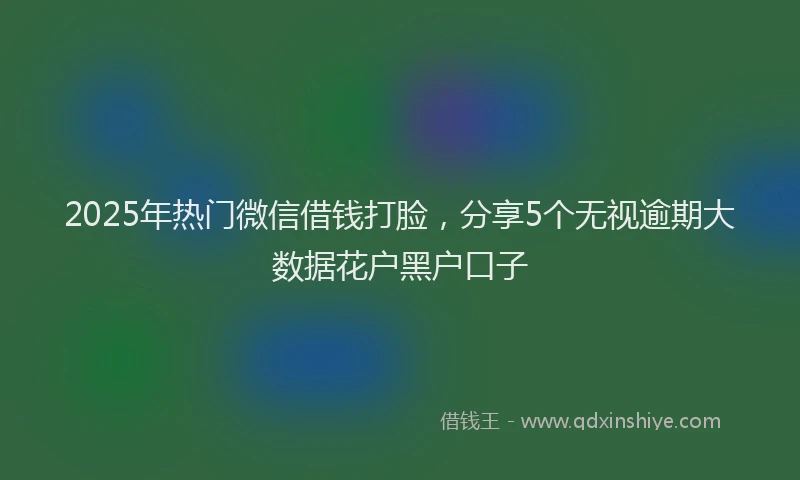 2025年热门微信借钱打脸，分享5个无视逾期大数据花户黑户口子