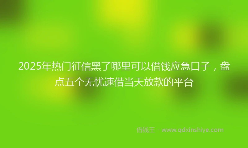 2025年热门征信黑了哪里可以借钱应急口子，盘点五个无忧速借当天放款的平台